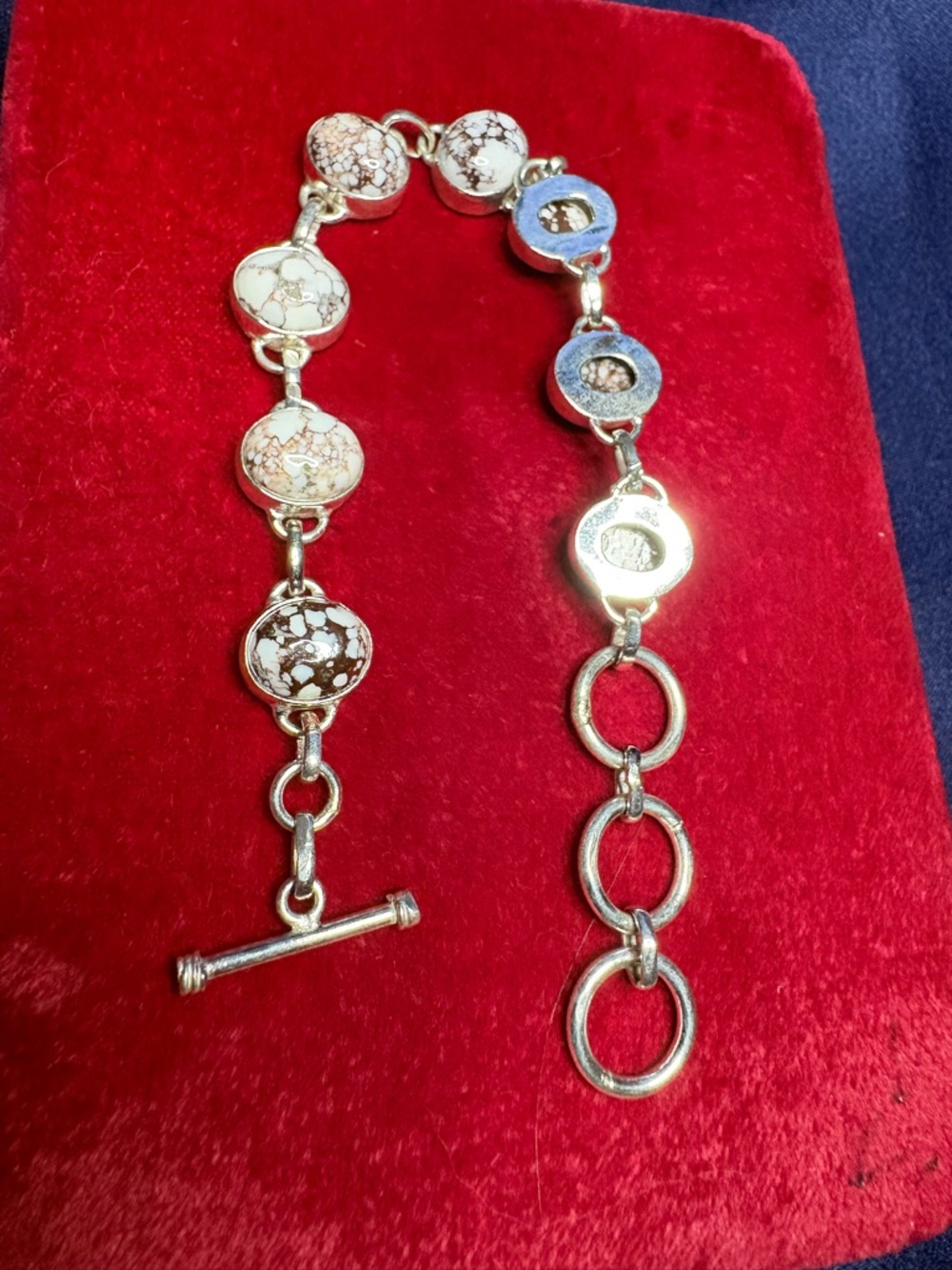 Bracelet Wild Horse Turquoise 925 Sterling Silver Link Toggle Clasp - Picture 3 of 10